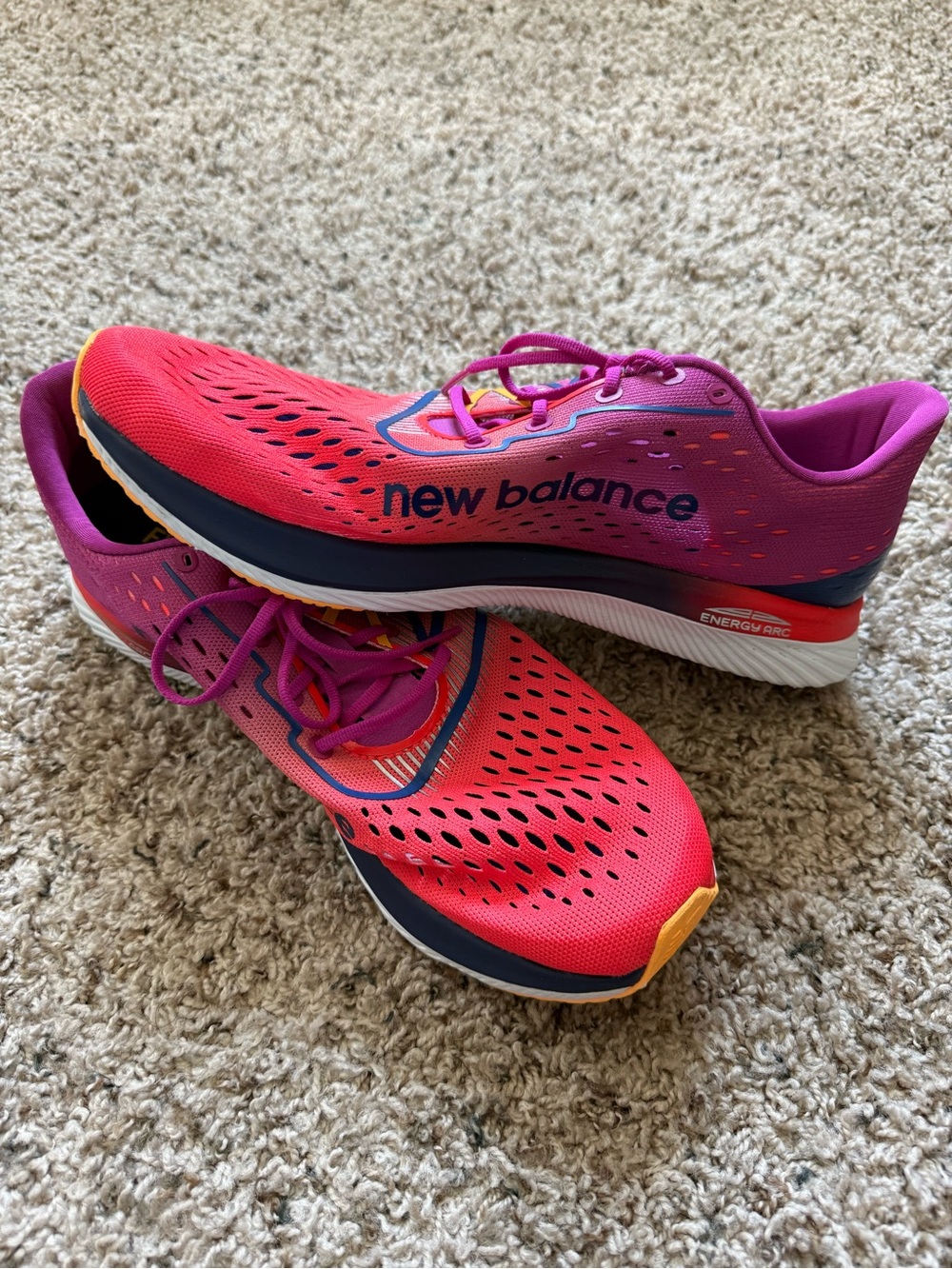 New Balance Women's Bright Pink and Coral FuelCell Running Sneakers - Picture 3 of 9
